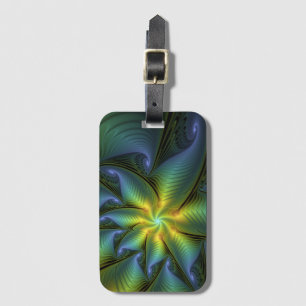 Abstracte Star, glimmende Blauwe Groene Golden Fra Bagagelabel