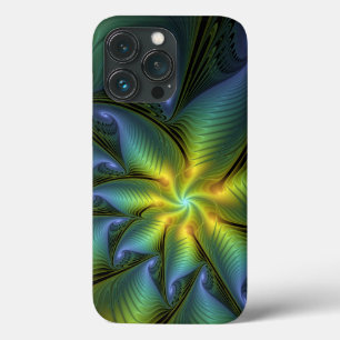 Abstracte Star, glimmende Blauwe Groene Golden Fra iPhone 13 Pro Hoesje