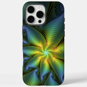 Abstracte Star, glimmende Blauwe Groene Golden Fra iPhone 16 Pro Max Hoesje