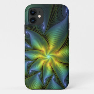 Abstracte Star, glimmende Blauwe Groene Golden Fra iPhone 11 Hoesje