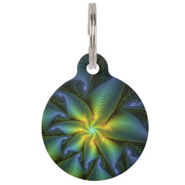 Abstracte Star, glimmende Blauwe Groene Golden Fra Huisdierpenning