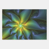 Abstracte Star, glimmende Blauwe Groene Golden Fra Inpakpapier Vel (Voorkant 2)