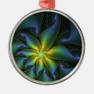 Abstracte Star, glimmende Blauwe Groene Golden Fra Metalen Ornament