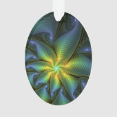 Abstracte Star, glimmende Blauwe Groene Golden Fra Ornament (achterkant)