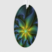 Abstracte Star, glimmende Blauwe Groene Golden Fra Ornament (voorkant)