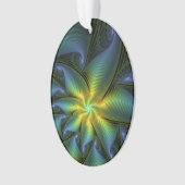 Abstracte Star, glimmende Blauwe Groene Golden Fra Ornament (voorkant)