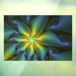 Abstracte Star, glimmende Blauwe Groene Golden Fra Raamsticker