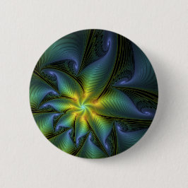 Abstracte Star, glimmende Blauwe Groene Golden Fra Ronde Button 5,7 Cm