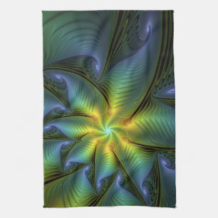 Abstracte Star, glimmende Blauwe Groene Golden Fra Theedoek