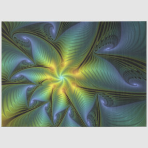 Abstracte Star, glimmende Blauwe Groene Golden Fra Tissuepapier