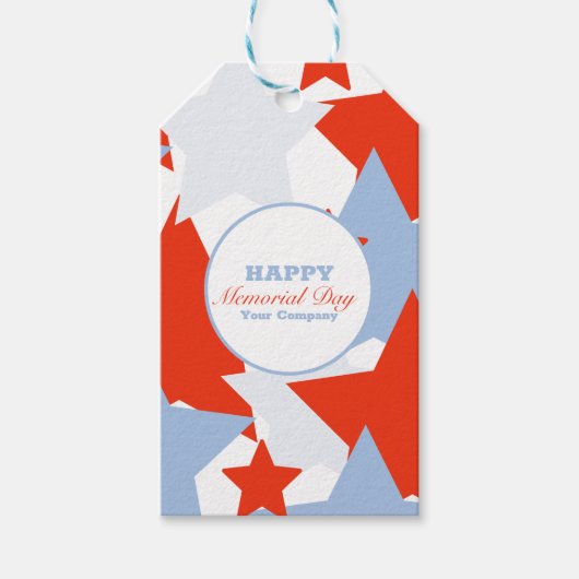 Abstracte Stars Memorial Day Event Party Cadeaulabel (Voorkant)
