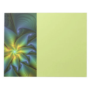 Abstracte ster, glanzende blauwe groene gouden fra notitieblok