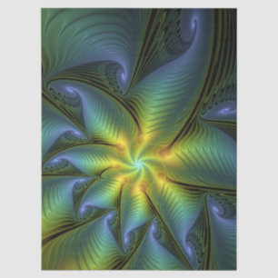 Abstracte ster, glanzende blauwe groene gouden fra tissuepapier