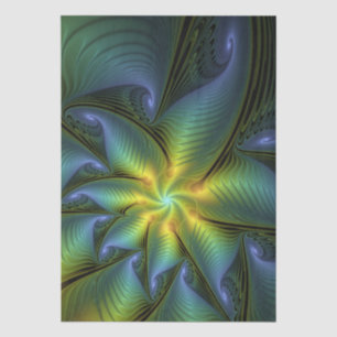 Abstracte ster, glanzende blauwe groene gouden fra tissuepapier