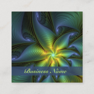 Abstracte ster, glanzende blauwe groene gouden fra vierkante visitekaartje