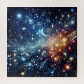 Abstracte sterren en maan legpuzzel