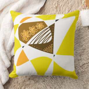 Abstracte sterren en strepen: bruine Oranje moster Kussen