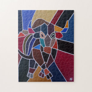 Abstracte stierenschilderij door Alfred Fox Legpuzzel
