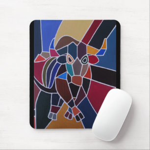 Abstracte stierenschilderij door Alfred Fox Muismat