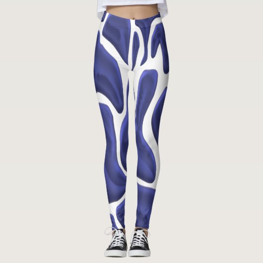 Abstracte stijl met modern kunstblauw leggings (Voorkant)