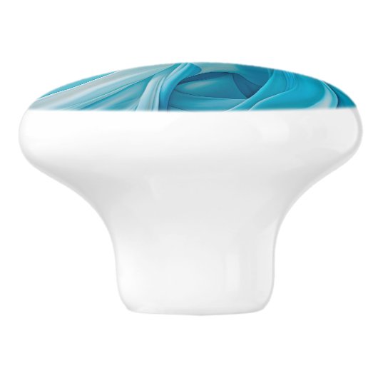 Abstracte stof-geïnspireerde blauwe keramische kno keramische knop (Zijkant)