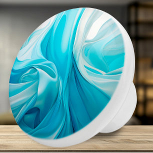 Abstracte stof-geïnspireerde blauwe keramische kno knop