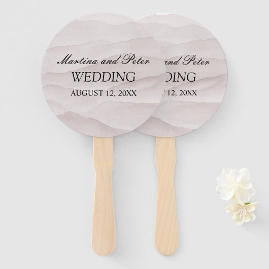 Abstracte stoffige roos marmeren bruiloft handwaaier (Voorkant en achterkant)