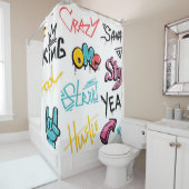 Abstracte straatgraffitikelelementen met g douchegordijn (In situ)