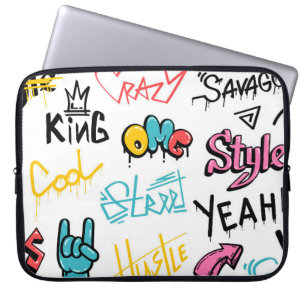 Abstracte straatgraffitikelelementen met g laptop sleeve