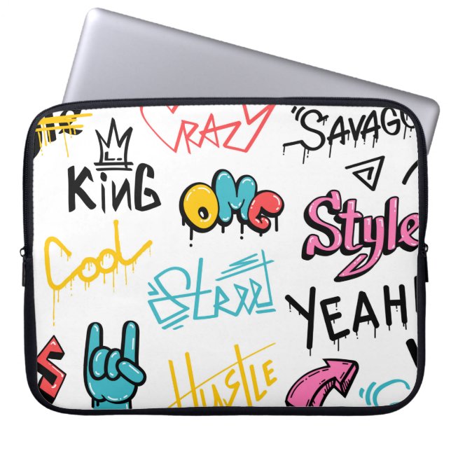 Abstracte straatgraffitikelelementen met g laptop sleeve (Voorkant)