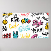 Abstracte straatgraffitikelelementen met g poster (Voorkant)