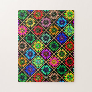 Abstracte Stralende Bloemen met Surrealistische Bl Legpuzzel