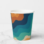 Abstracte strandgolven 70s stijl papieren bekers (Achterkant)