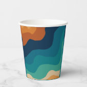 Abstracte strandgolven 70s stijl papieren bekers (Voorkant)