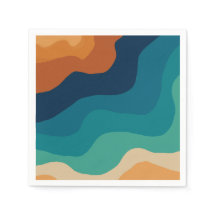 Abstracte strandgolven 70s stijl