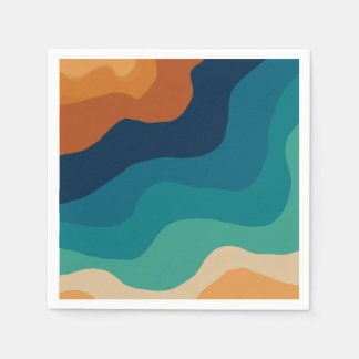 Abstracte strandgolven 70s stijl servet