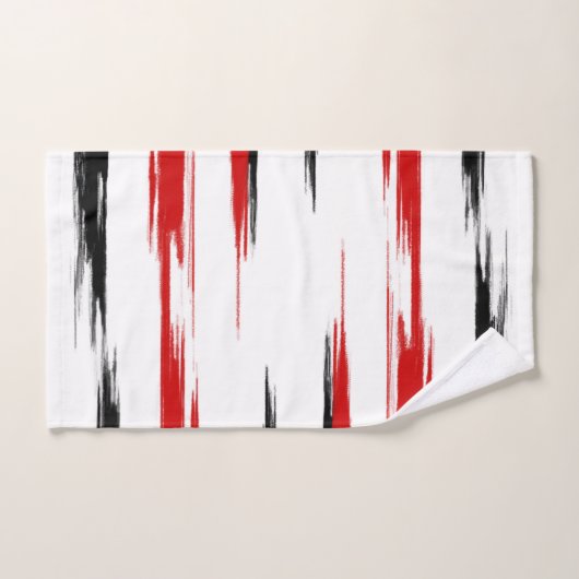 Abstracte streep met zwarte en rode streep bad handdoek (Handdoek)