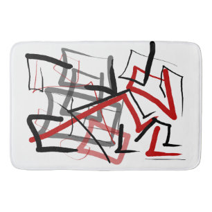 Abstracte streep met zwarte en rode streep badmat