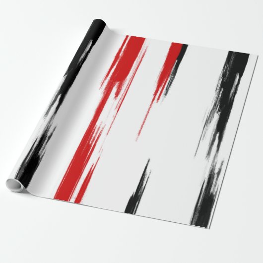Abstracte streep met zwarte en rode streep cadeaupapier (Uitgerold)
