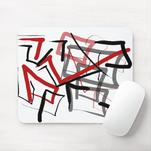 Abstracte streep met zwarte en rode streep muismat (Met muis)