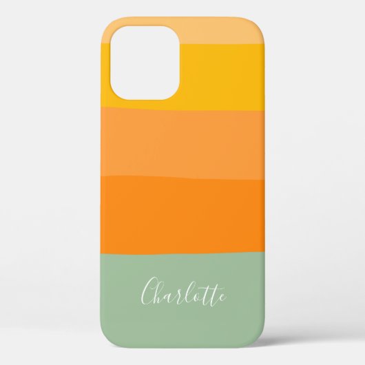 Abstracte streepjes Oranje Mint Naam kleurenblok Case-Mate iPhone Case (Achterkant)