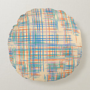 Abstracte strepen, kleurrijke etnische grasmat. rond kussen