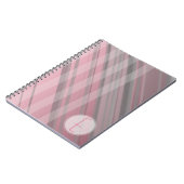 Abstracte strepen/roze & grijs/monogram notitieboek (Linkerzijde)