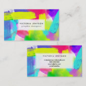 Abstracte Stripes Neon Artistic Waterverf Pattern Visitekaartje (Voorkant / Achterkant)