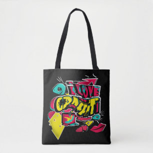 Abstracte strips graffiti sms grunge urban lippen draagtas