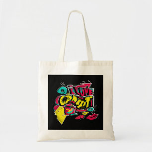 Abstracte strips graffiti sms grunge urban lippen tote bag