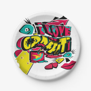 Abstracte strips graffiti stijl sms grunge urban c papieren bordje