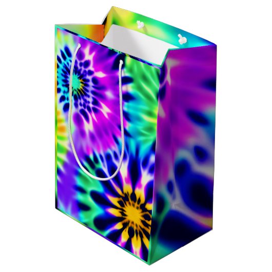 Abstracte stropdas Dye Adire Pattern Medium Cadeauzakje (Achterkant Gekanteld)