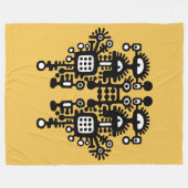 Abstracte structuur - B&W met oranje structuur Fleece Deken (Voorkant (Horizontaal))