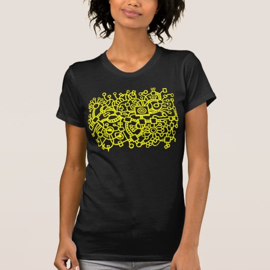 Abstracte structuur - Geel op donker T-shirt (Voorkant)